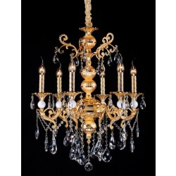 Gold plated 6 Light Zinc Alloy crystal Chandelier