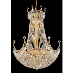 24 Lights gold plated crystal chandelier in gold finish