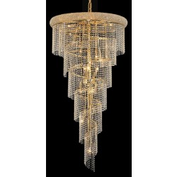 28 Light Spiral Crystal Chandelier gold plated
