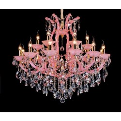 18 Light Maria Theresa crystal Chandelier in pink color