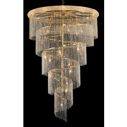29 Light Spiral Crystal Chandelier gold plated