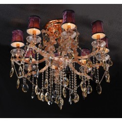 Gold plated 8 light traditional crystal flush mount Chandelier