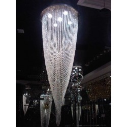 Spiral crystal chandelier dressed with round crystal beads - chrome finish