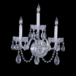 3 Light Traditional Crystal Wall Sconce, Chrome