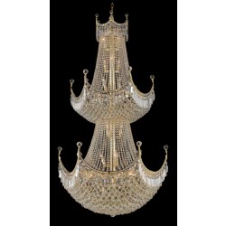 36 Light crystal chandelier with gold plated finish