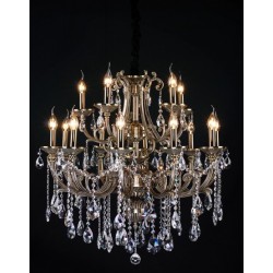 Gold plated 15 Light Zinc Alloy crystal Chandelier