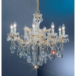 8 Light crystal maria theresa chandelier with clear crystal and gold plated finish