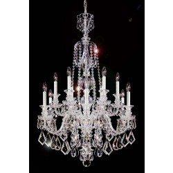 12 Lights Bohemian Crystal chandelier in polished chrome finish