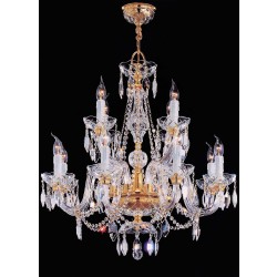 12 Lights Bohemian Crystal chandelier in gold plated finish