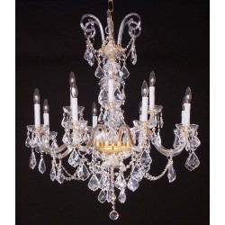 12 Lights Bohemian Crystal chandelier in gold plated finish