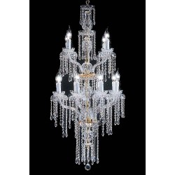 12 Lights Bohemian Crystal chandelier in gold plated finish