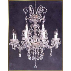 12 Lights Bohemian Crystal chandelier in polished chrome finish