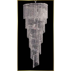 9 lights spiral crystal chandelier in polished chrome finish