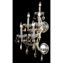 5 Light crystal wall sconce with Chrome teak crystal