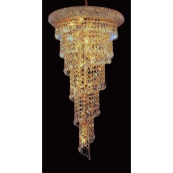 8 lights spiral crystal chandelier in gold plated finish