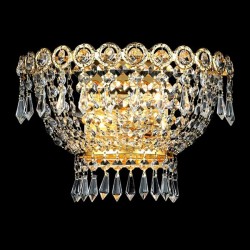 2 Light Century Crystal Wall Sconce in gold plated finish