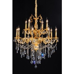 Gold plated 12 light traditional crystal Chandelier