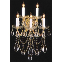 5 Light crystal wall sconce with majestic wood polished crystal and Gold finish