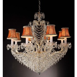 8 Lights Maria Theresa crystal chandelier dressed with yellow lampshades