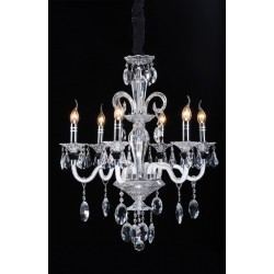 Polished chrome 6 Light traditional crystal Chandelier