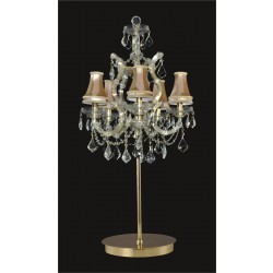 5 lights table lamp in gold with clear crystal and lamp shades