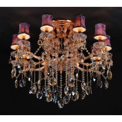 10 Light traditional crystal flush mount in cognac color
