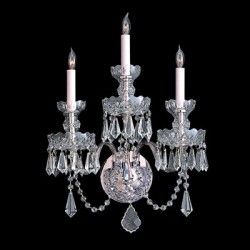  3 Light Traditional Crystal Wall Sconce, Chrome