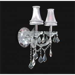 2 lights crystal wall sconce in gold with golden teak crystal and lamp shades