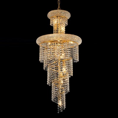  10 Light Spiral Crystal Chandelier gold plated