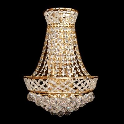 3 Light Crystal Wall Sconce in gold plated finish