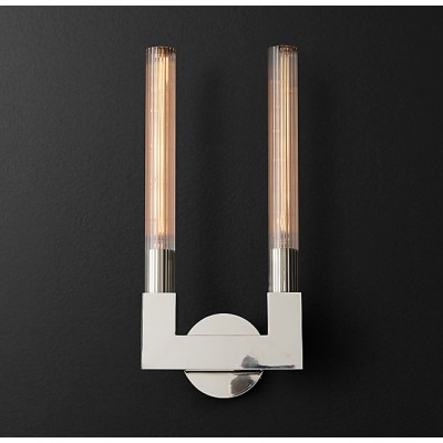 Postmodern design style chrome cannele double sconce