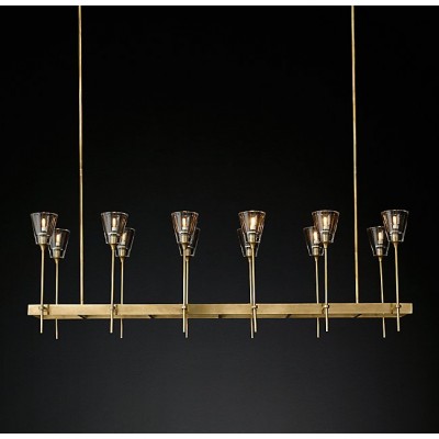 Simple style 12 lights rectangle crystal cup chandelier
