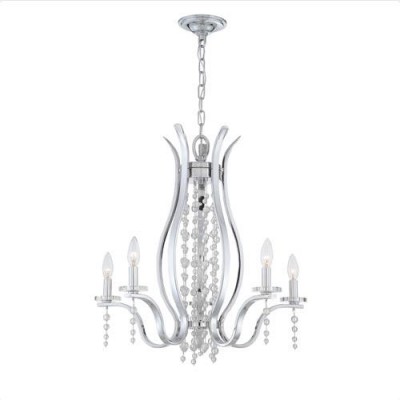 Chrome Five-Light Chandelier with Glass Balls