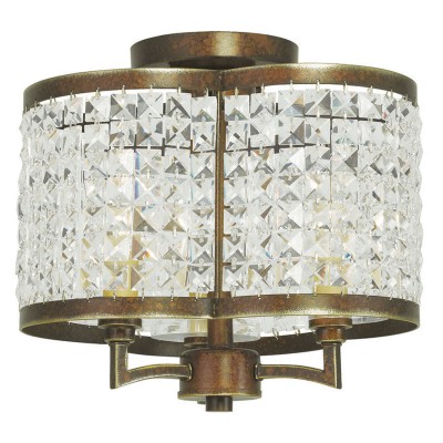Hand Painted Palacial Bronze 12-Inch Three-Light Semi Flush Mount