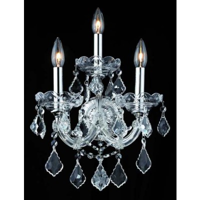 3 Lights crystal wall sconce chrome finish