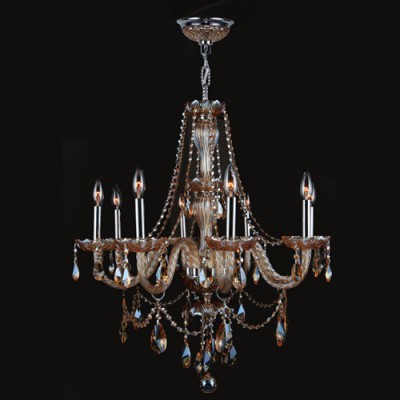Eight-Light Chrome Finish with Amber Crystal Chandelier