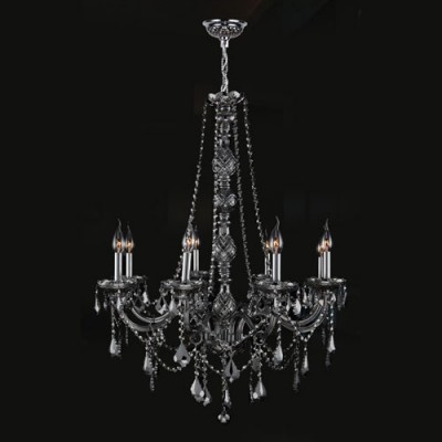 Eight-Light Chrome Finish with Smoke Crystal Chandelier