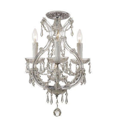 Polished Chrome Four Light Semi-Flush Mount with Clear Crystal