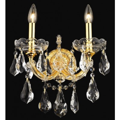 2 Lights crystal wall sconce gold finish