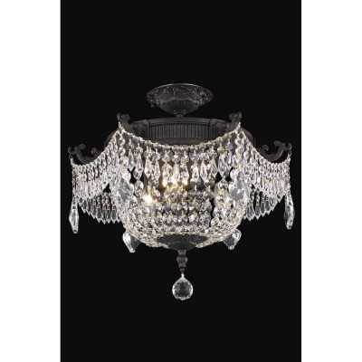  Esperanza Dark Bronze 18-Inch Three-Light Flush Mount with Royal Cut Crystal