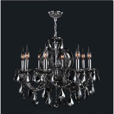 Eight-Light Chrome Finish with Smoke Crystal Chandelier