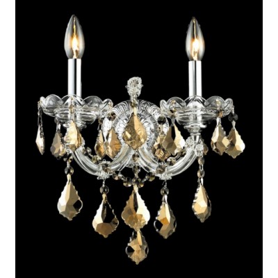 3 Light crystal wall sconce with golden teak crystal