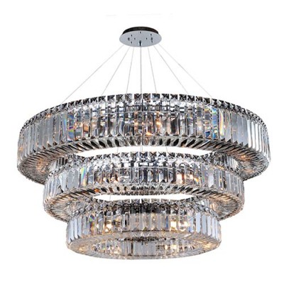 Chrome 39-Light Three Tier Round Drum Pendant