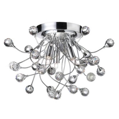Polished Chrome Three-Light Crystal Semi-Flush