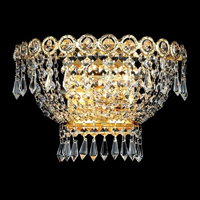 2 Light Century Crystal Wall Sconce in gold plated finish