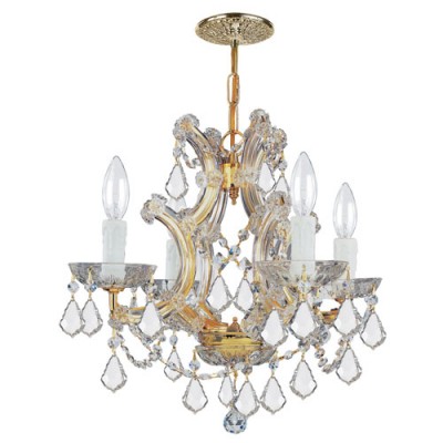 Gold Four-Light Chandelier with Swarovski Spectra Crystal