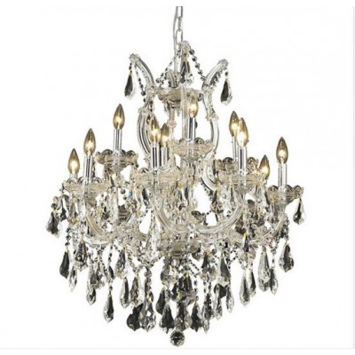 Chrome Thirteen-Light 27-Inch Chandelier with Royal Cut Clear Crystal
