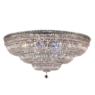 Tranquil Chrome Thirty-Three Light 48-Inch Flush Mount with Royal Cut Clear Crystal