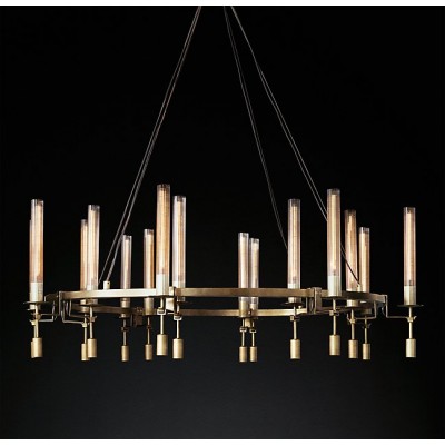 Simple retro style 16 lights round Burnished Brass chandelier