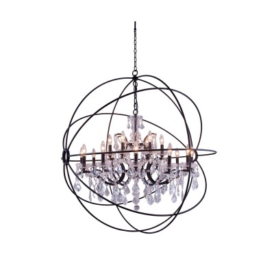 Geneva Dark Bronze Forty-Three-Inch Pendant with Clear Crystals